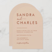 ミニマモダンリストボホテラコッタ結婚ズ 招待状 (正面/裏面)