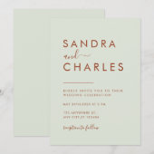 ミニマモダンリストボホテラコッタ結婚ズ 招待状 (正面/裏面)