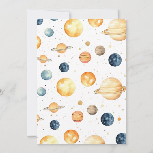 ミニマモダンリストボーイプラネットツーザムーン誕生日 招待状 (裏面)