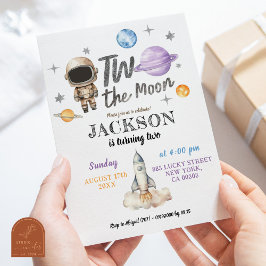 ミニマモダンリストボーイプラネットツーザムーン誕生日 招待状