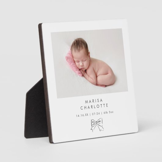 ミニマモダンリストボーベビーガール誕生統計フォト フォトプラーク (正面)