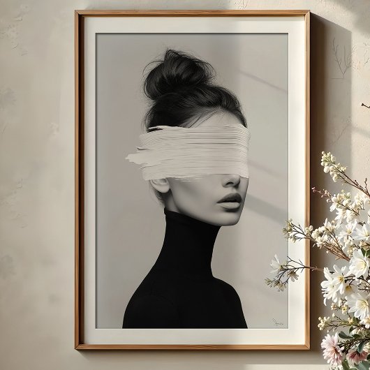 ミニマモダンリストポートレート抽象芸術絵を描スワッシュ ポスター