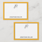 ミニマモダンリストマスタードイエローモノグラム ノートカード (正面/裏面)