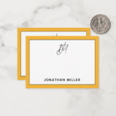 ミニマモダンリストマスタードイエローモノグラム ノートカード (正面/裏面インサイチュ)