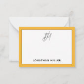 ミニマモダンリストマスタードイエローモノグラム ノートカード (裏面)