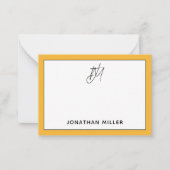 ミニマモダンリストマスタードイエローモノグラム ノートカード (正面)