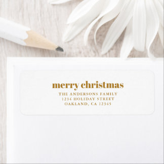 ミニマモダンリストマスタード金ゴールドメリークリスマス ラベル