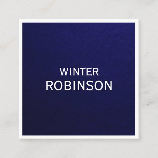 ミニマモダンリストミッドナイトブルー白プロフェッショナル スクエア名刺 (正面)