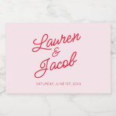 ミニマモダンリストミニマルピンクレッド結婚ズミニ スパークリングワインラベル (シングルラベル)