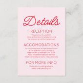 ミニマモダンリストミニマルピンクレッド結婚ズ詳細 エンクロージャーカード (正面)