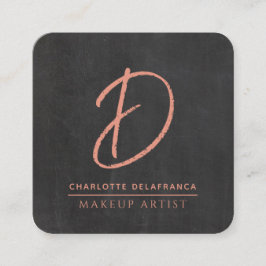 ミニマモダンリストメイクアップアーティストモノグラムブラック スクエア名刺