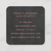 ミニマモダンリストメイクアップアーティストモノグラムブラック スクエア名刺 (裏面)
