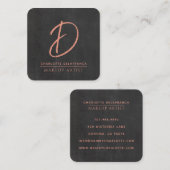 ミニマモダンリストメイクアップアーティストモノグラムブラック スクエア名刺 (正面/裏面)