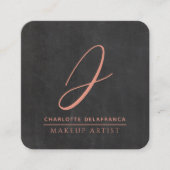 ミニマモダンリストメイクアップアーティストモノグラムブラック スクエア名刺 (正面)