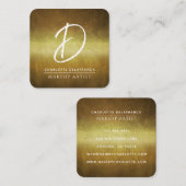 ミニマモダンリストメイクアップアーティストモノグラム金ゴールド スクエア名刺 (正面/裏面)