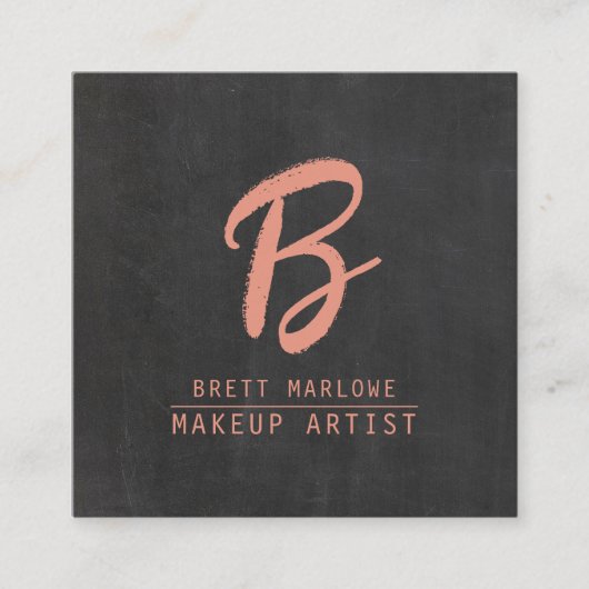 ミニマモダンリストメイクアップアーティストモノグラム スクエア名刺 (正面)