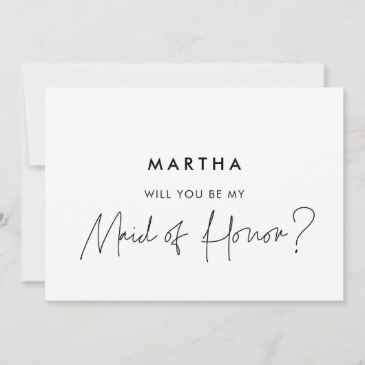 ミニマモダンリストメイド・オブ・オーナー(花嫁付き添い人)提案カード 招待状 (正面)