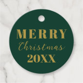 ミニマモダンリストメリークリスマスグリーン金ゴールドギフト フェイバータグ (正面)