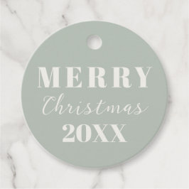 ミニマモダンリストメリークリスマスソフトグリーンの贈り物 フェイバータグ