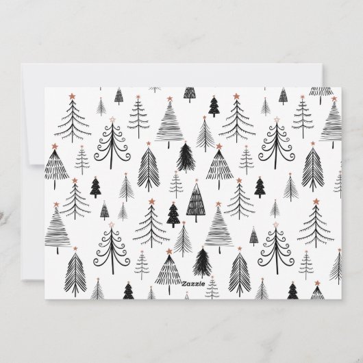 ミニマモダンリストメリークリスマスツリー写真Holiid シーズンカード (裏面)