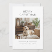 ミニマモダンリストメリークリスマスドッグ写真Holida シーズンカード (正面)