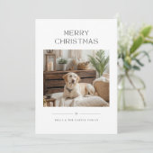 ミニマモダンリストメリークリスマスドッグ写真Holida シーズンカード (スタンド正面)
