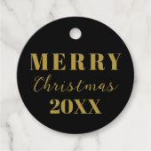ミニマモダンリストメリークリスマスブラック金ゴールドギフト フェイバータグ (正面)