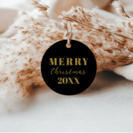 ミニマモダンリストメリークリスマスブラック金ゴールドギフト フェイバータグ