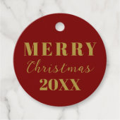 ミニマモダンリストメリークリスマスレッド金ゴールドギフト フェイバータグ (正面)