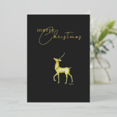 ミニマモダンリストメリークリスマス金ゴールドトナカイ 箔シーズンカード (立ち正面)