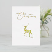 ミニマモダンリストメリークリスマス金ゴールドトナカイ 箔シーズンカード (立ち正面)