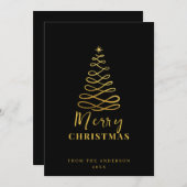 ミニマモダンリストメリークリスマス金ゴールドブラック シーズンカード (正面/裏面)