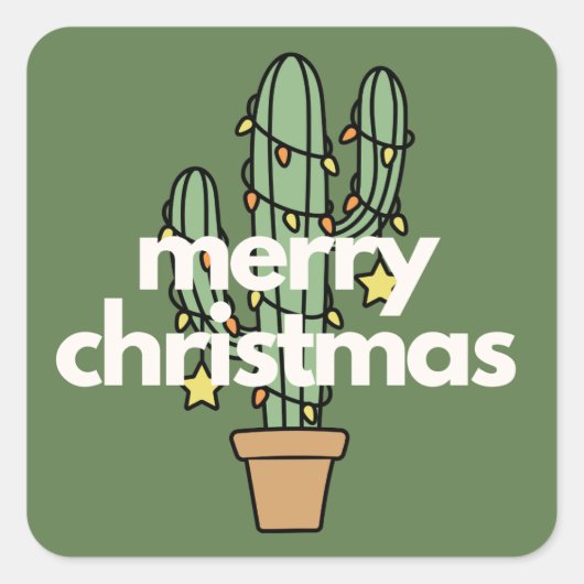 ミニマモダンリストメリーサボテンのクリスマスシール スクエアシール (正面)