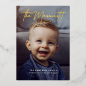 ミニマモダンリストメリーザ・ホリデー・フォト・カード 箔シーズンカード (正面)