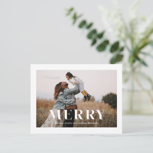 ミニマモダンリストメリーホリデー写真はがき ポストカード (スタンド正面)