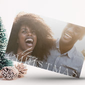 ミニマモダンリストメリーワンフォトクリスマス シーズンカード