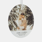 ミニマモダンリストメリー写真&結婚した ガラスオーナメント (正面右)