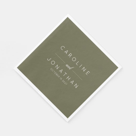 ミニマモダンリストモス緑のカスタムウェディング スタンダードランチョンナプキン (角)