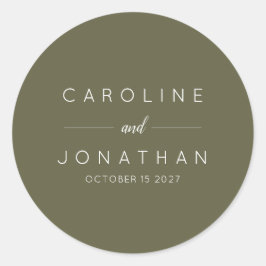 ミニマモダンリストモス緑のカスタムウェディング ラウンドシール