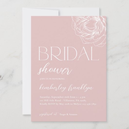 ミニマモダンリストモダンブライダルシャワー 招待状 (正面)