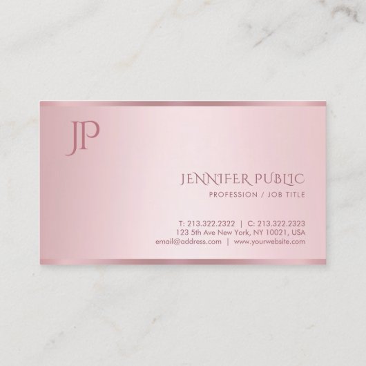 ミニマモダンリストモノグラムのバラ金ゴールドテンプレート 名刺 (裏面)