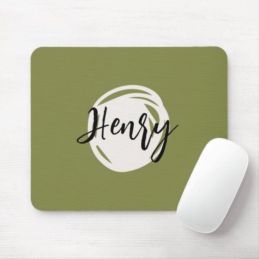 ミニマモダンリストモノグラムオリーブグリーン抽象芸術 マウスパッド (マウス)