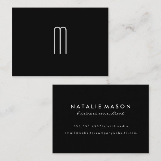 ミニマモダンリストモノグラムオンブラック 名刺 (正面/裏面)