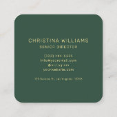 ミニマモダンリストモノグラムグリーンエレガント金ゴールド スクエア名刺 (裏面)