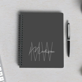 ミニマモダンリストモノグラムグレー ノートブック
