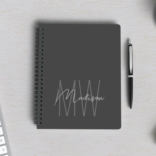 ミニマモダンリストモノグラムグレー ノートブック