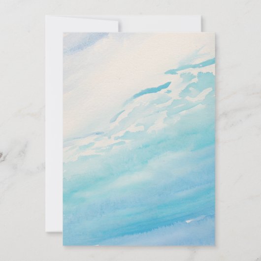 ミニマモダンリストモノグラムビーチをテーマ結婚にした 招待状 (裏面)