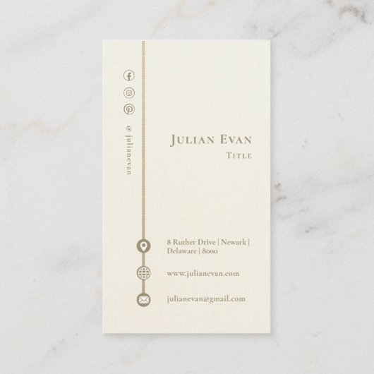 ミニマモダンリストモノグラムフェイクリネンホワイト&金ゴールド 名刺 (裏面)