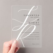 ミニマモダンリストモノグラムブラック&ホワイト結婚ズ アクリル招待状 (インサイチュ (ポータブル))