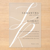 ミニマモダンリストモノグラムブラック&ホワイト結婚ズ アクリル招待状 (正面)